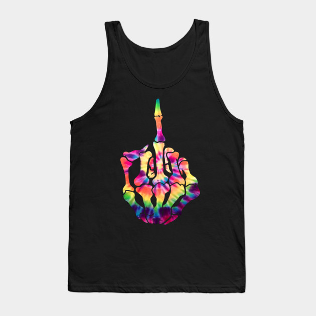 Skeleton Middle Finger Flipping the Bird Tie Dye Tee